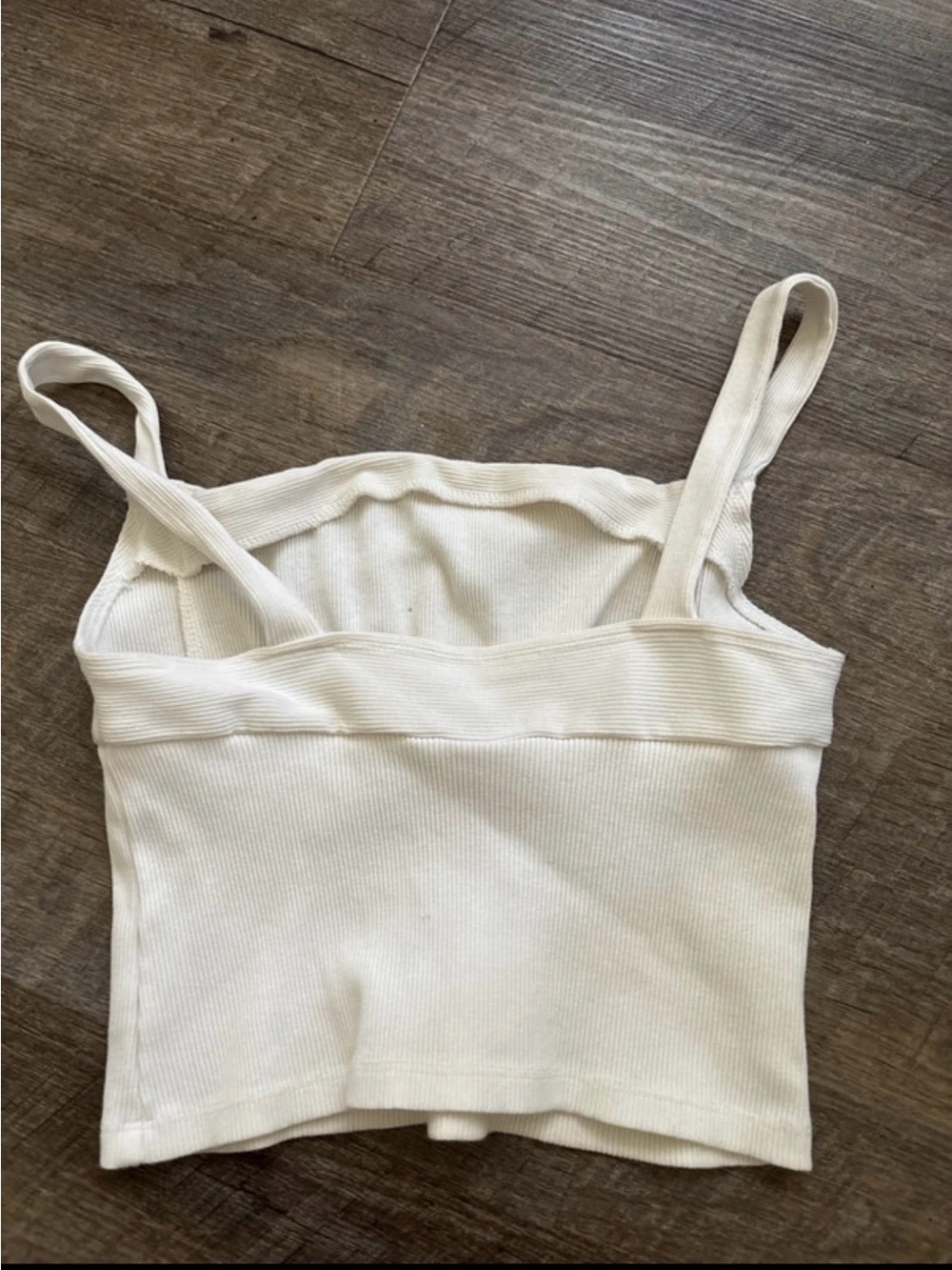 Lisa Says Gah Ribbed Square-Cut Crop Tank - Cream - Picture 2 of 3